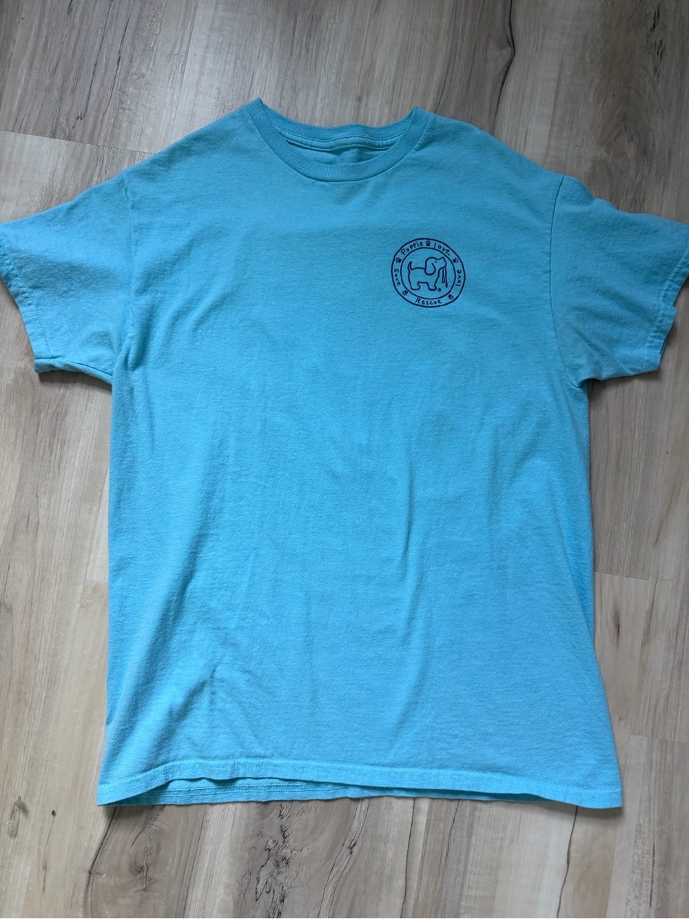 Men's Short Sleeve Crewneck T-Shirt - Turquoise with Chest Logo